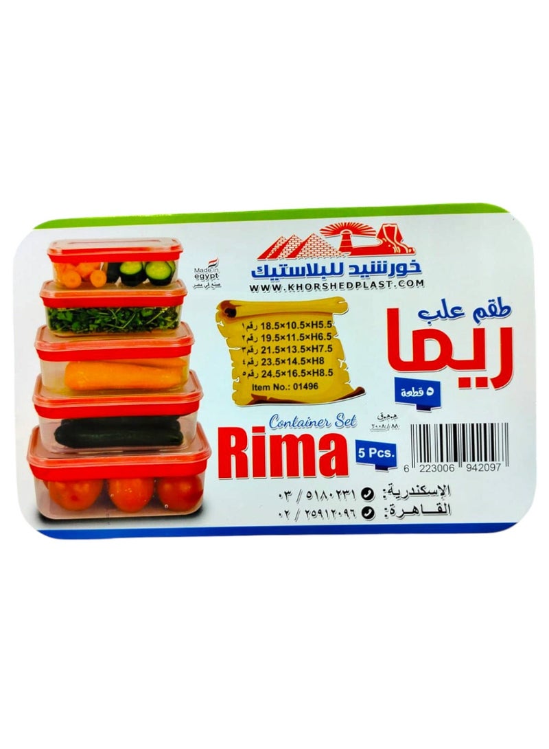 Khurshid Plastics 5-pieces Rectangular Plastic box set "Reema" from Khurshid Plast for plastics - Red - Image 2